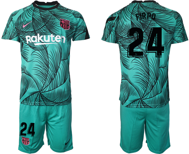 Men 2021 Barcelonagreen training suit #24 soccer jerseys